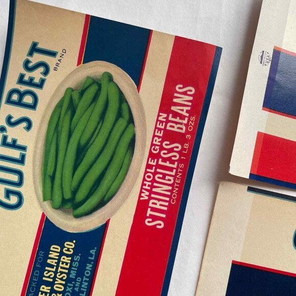 Gulf's Best Can Labels Lot of 5 Vintage Deer Island Fish & Oyster Co - Picture 7 of 14